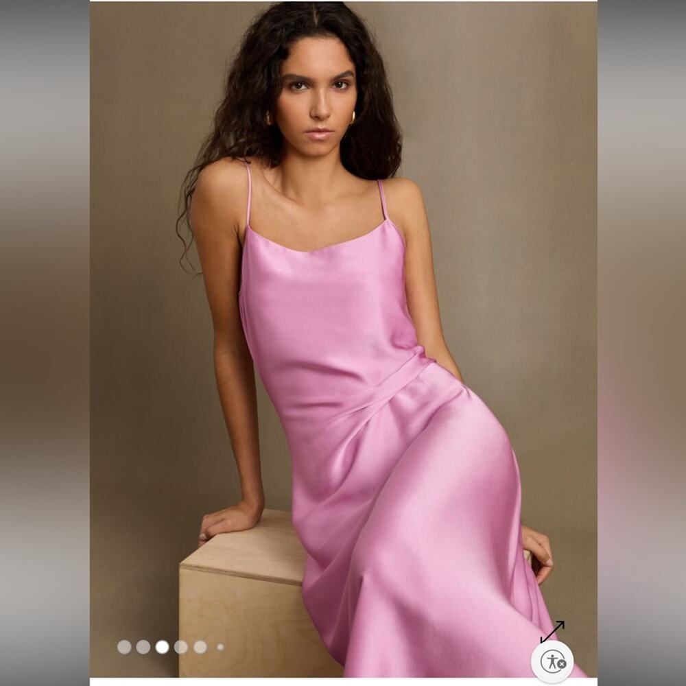 NWOT: Reiss Satin Drape-Detail Slip Dress in Pink Size 10